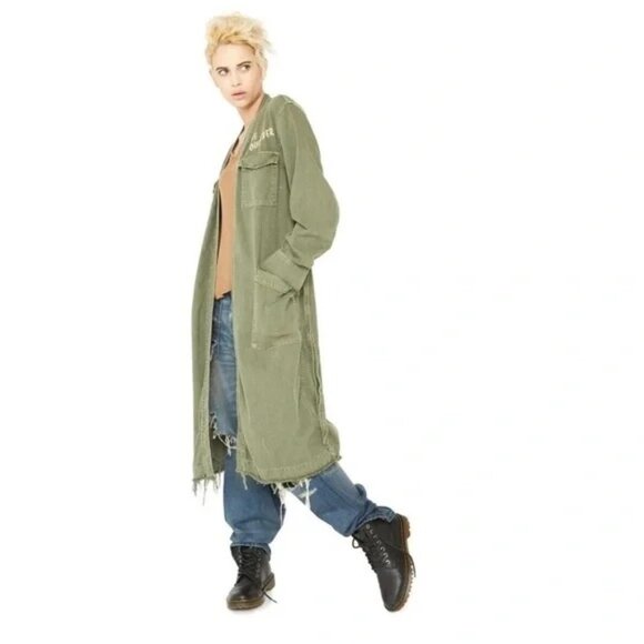 Sandrine Rose Duster Jacket Womens Small Army Green Belted Kimono The Outsider - Picture 1 of 14
